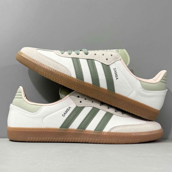 NWT SAMBA OG shock absorption low shoes women US size sneakers white green - Picture 2 of 5